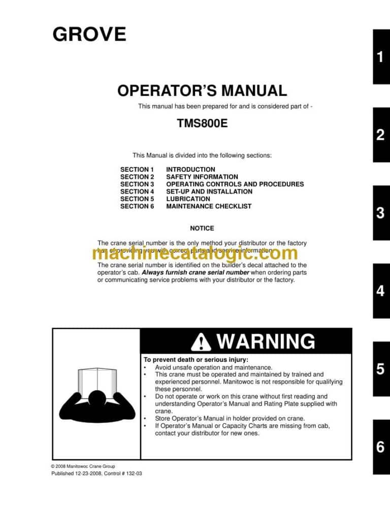 Grove TMS800E Crane Operators Manual