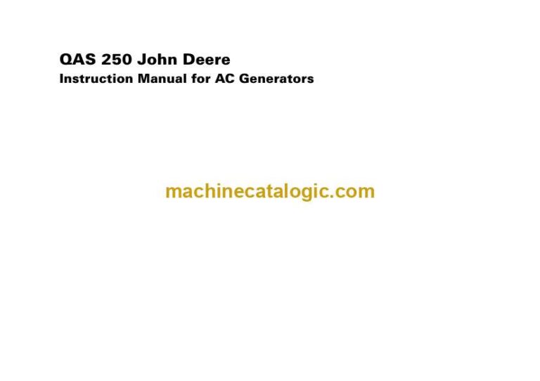 John Deere QAS 250 AC Generators Instruction Manual