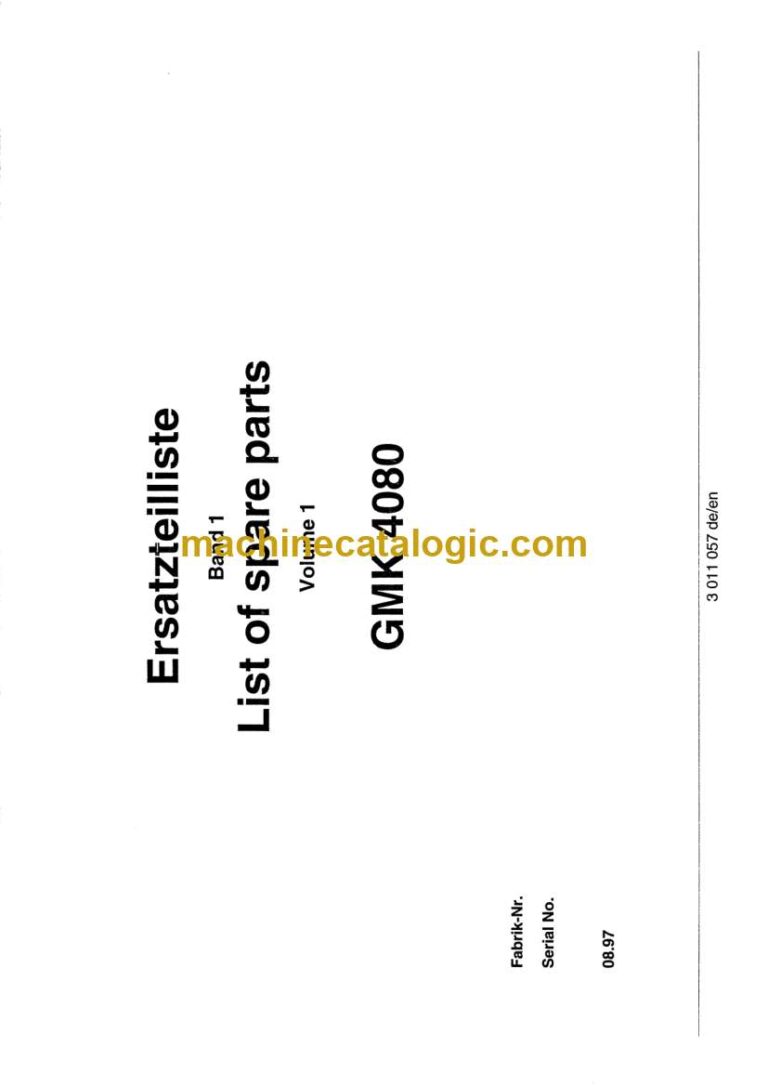 Grove GMK4080 Crane Parts Catalog (301157)