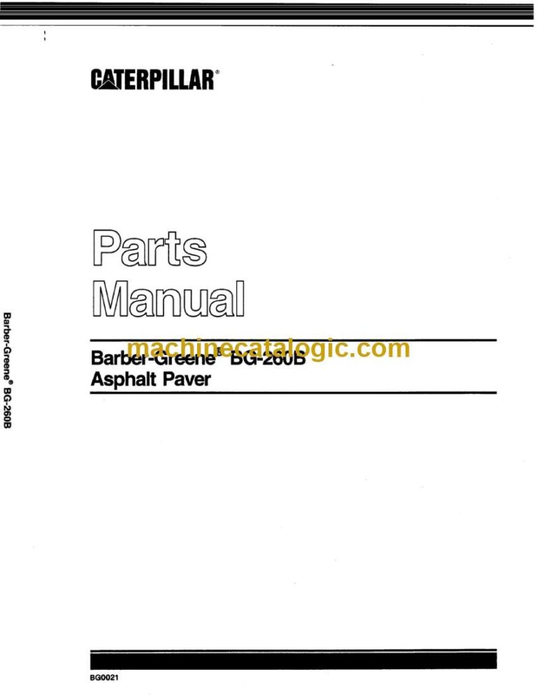 John Deere Caterpillar Barber-Greene BG-260B Asphalt Paver Parts Catalog