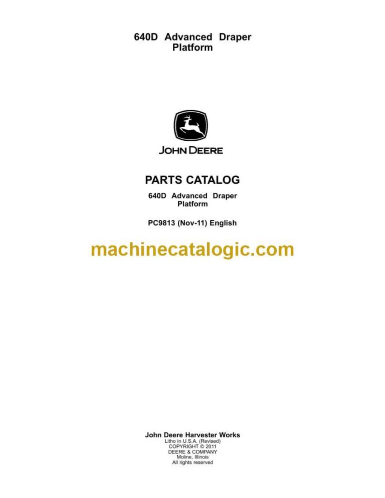 John Deere 640D Advanced Draper Platform Parts Catalog (PC9813)