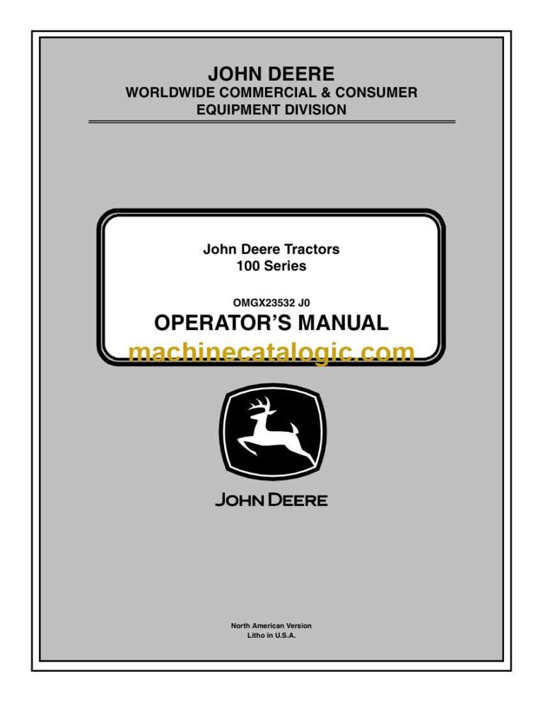 John Deere 100 Series Tractors Operator Manual (OMGX23532)