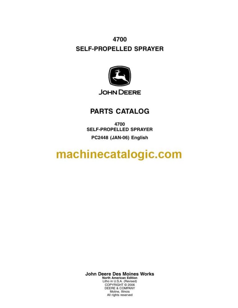 John Deere 4700 Self Propelled Sprayer Parts Catalog (PC2448)