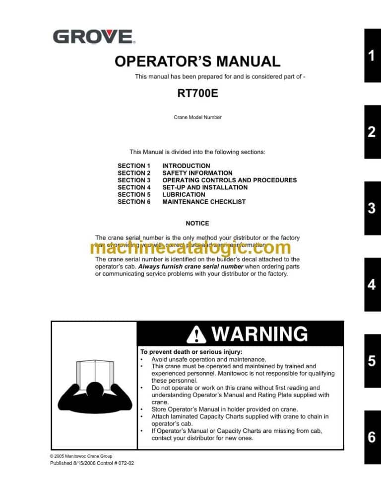 Grove RT700E Crane Operators Manual
