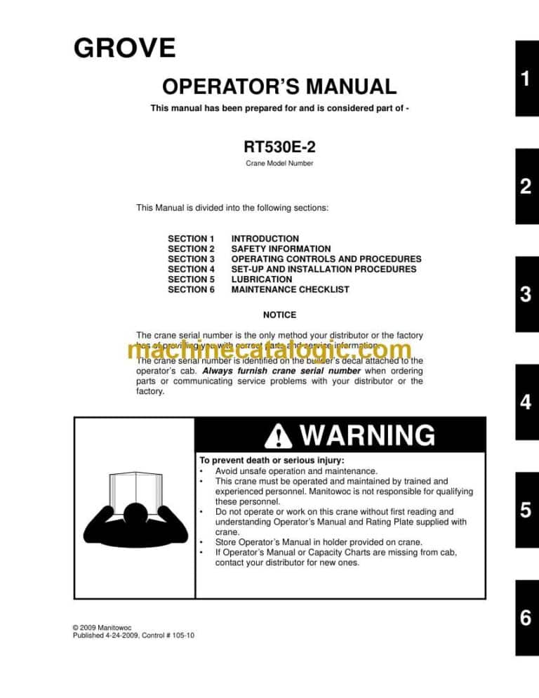 Grove RT530E-2 Crane Operators Manual