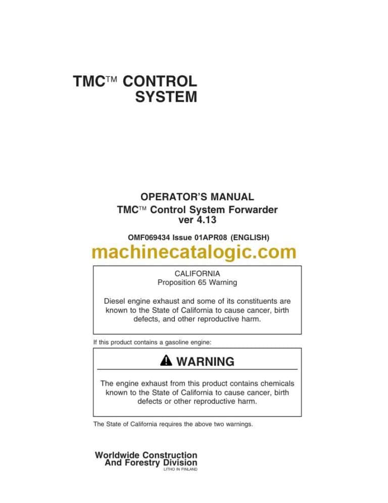 John Deere TMC Control System Forwarder Ver 4.3 Operators Manual (OMF069434)