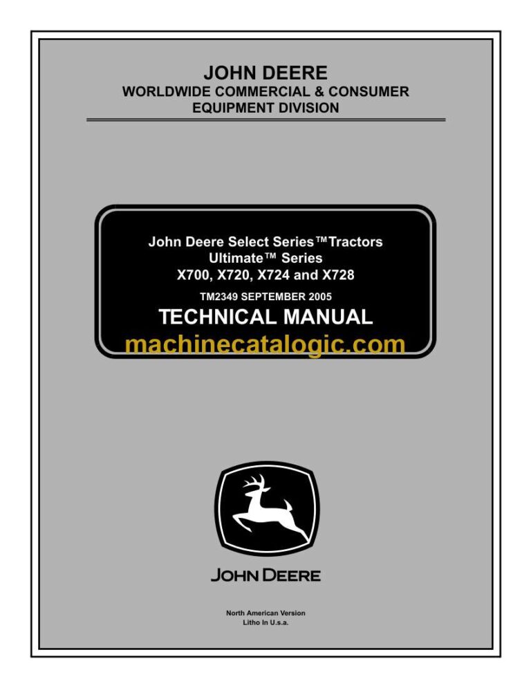 John Deere X700, X720, X724 and X728 Select Series Tractors Ultimate Series Technical Manual (TM2349)
