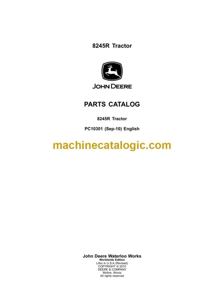 John Deere 8245R Tractor Parts Catalog (PC10301)