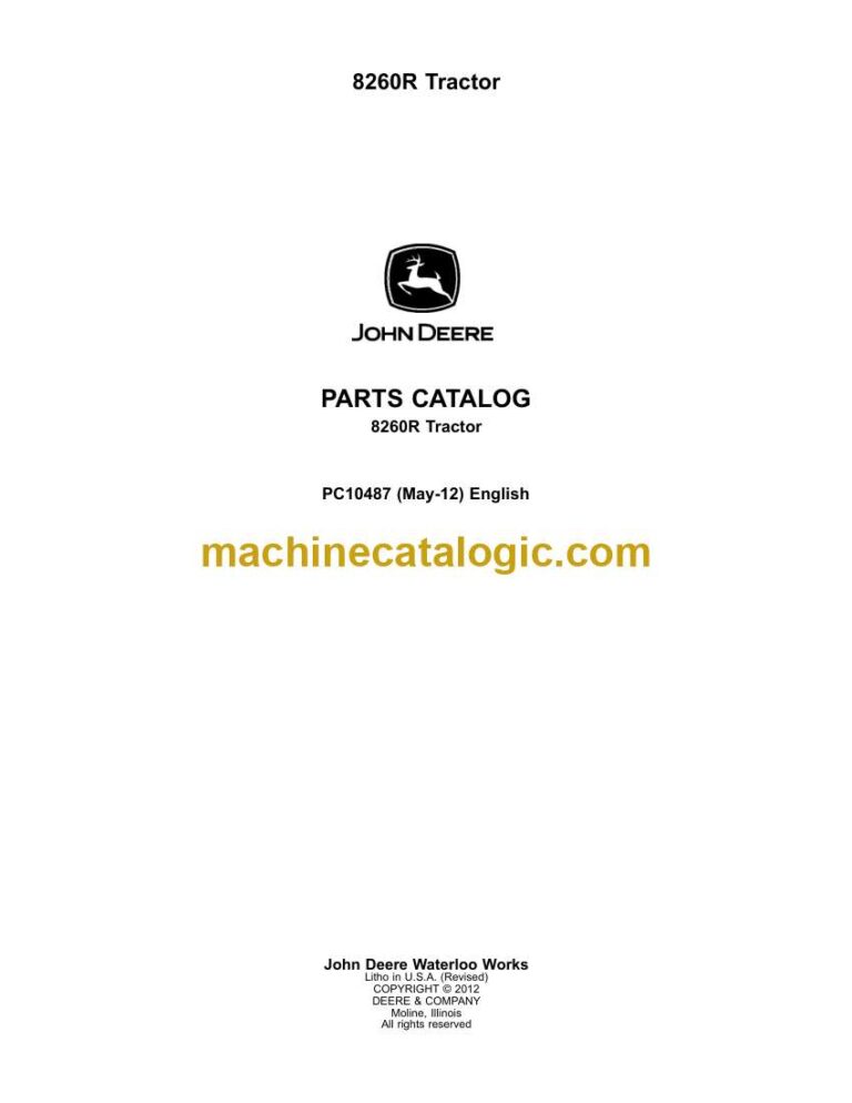 John Deere 8260R Tractor Parts Catalog (PC10487)