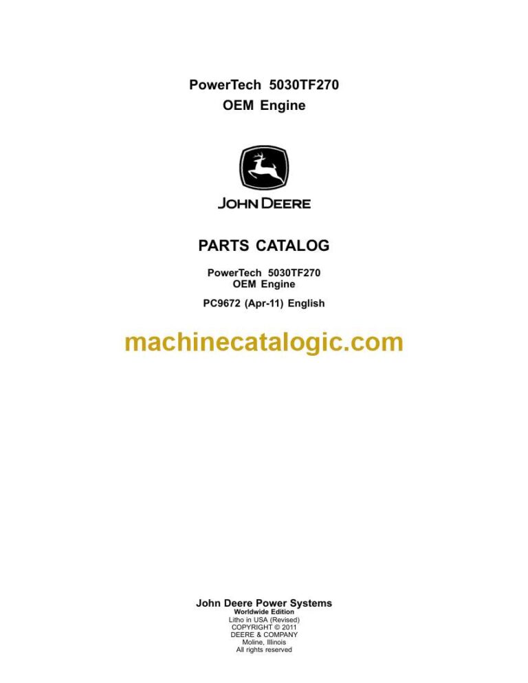 John Deere Powertech 5030TF270 OEM Engine Parts Catalog (PC9672)