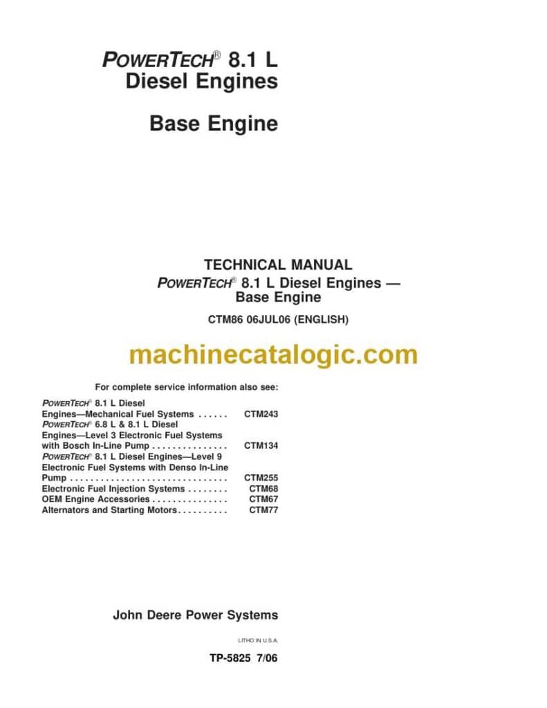 John Deere PowerTech 8.1 L Diesel Engines — Base Engine Technical ...