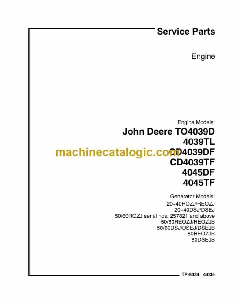 John Deere TO4039D, 4039TL, CD4039DF, CD4039TF, 4045DF, 4045TF Service Parts Manual (TP-5434)
