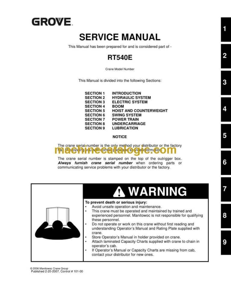 Grove RT540E Crane Service Manual