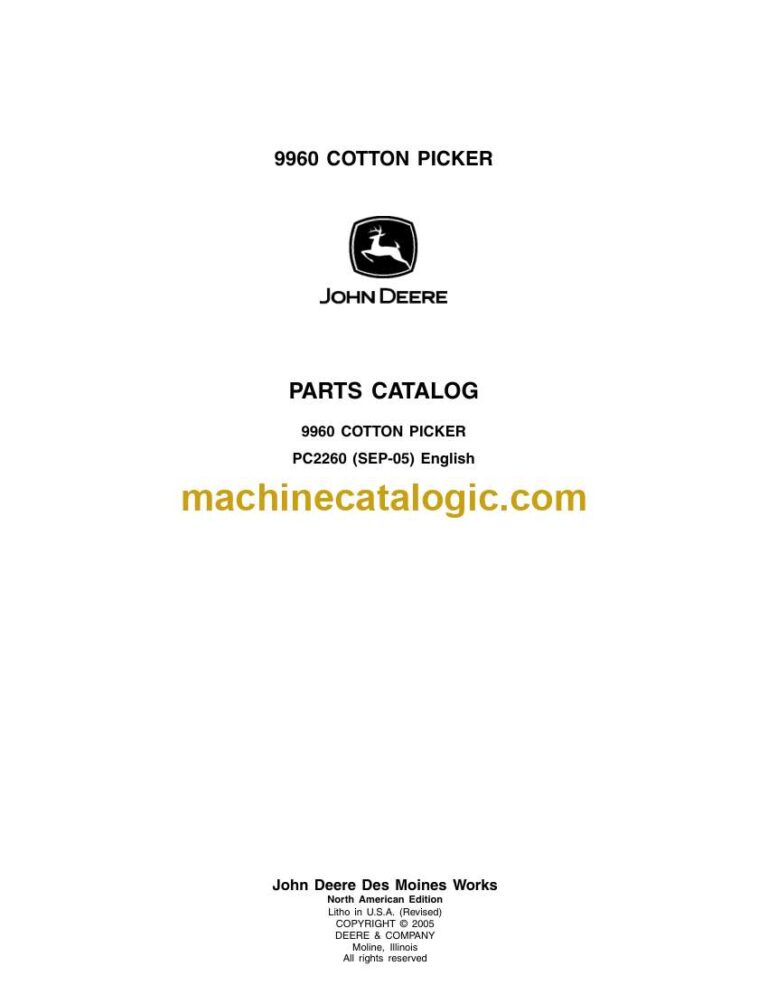 John Deere 9960 Cotton Picker Parts Catalog (PC2260)