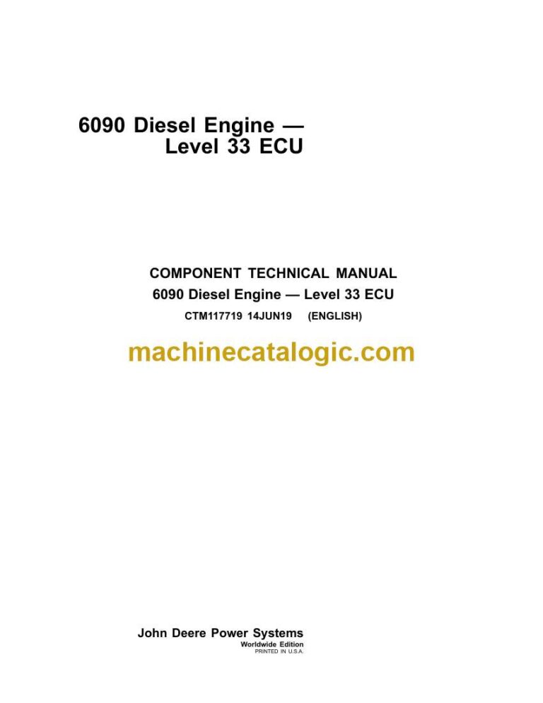 John Deere 6090 Diesel Engine Level 33 ECU Component Technical Manual (CTM117719)