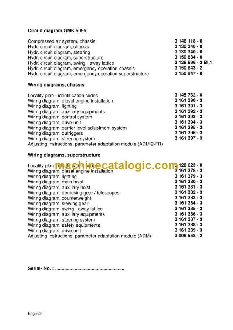 Grove GMK5095 Crane Circuit Diagrams