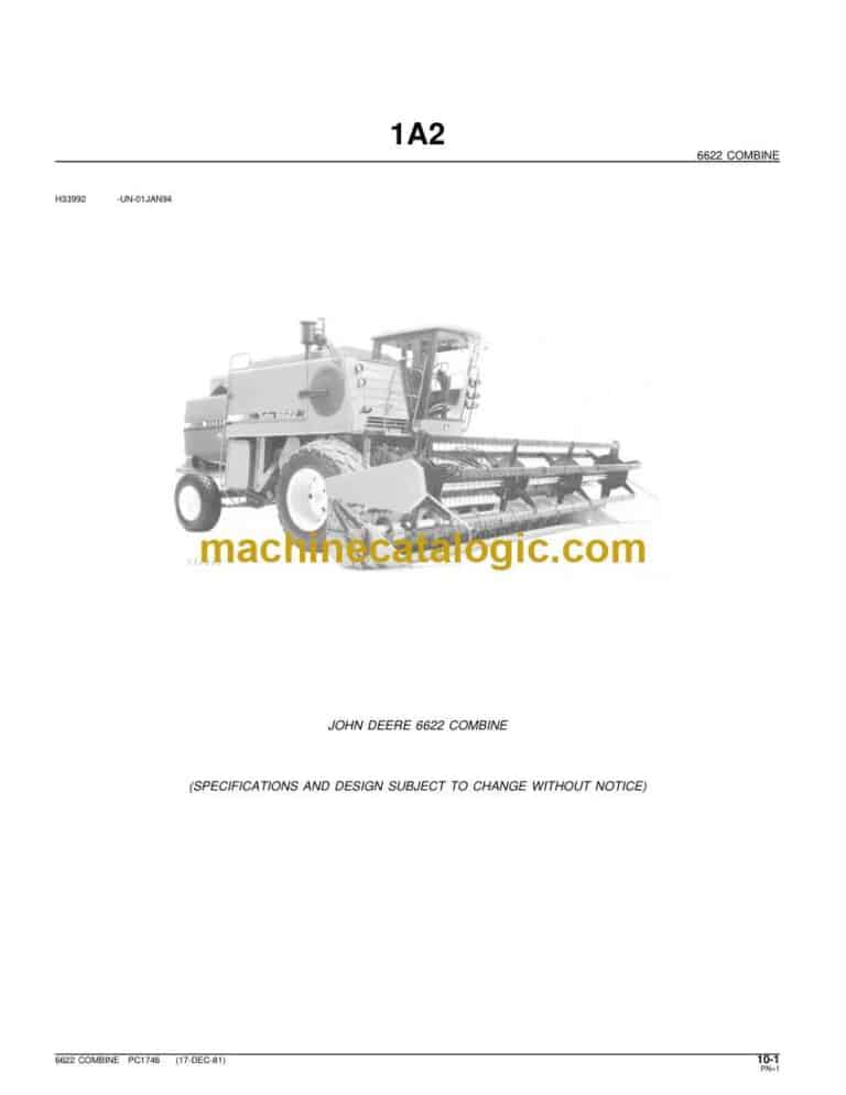John Deere 6622 Combine Parts Catalog (PC1746)