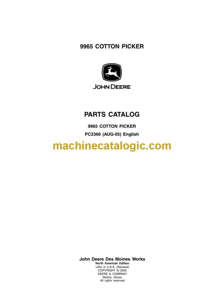 John Deere 9965 Cotton Picker Parts Catalog (PC2366)