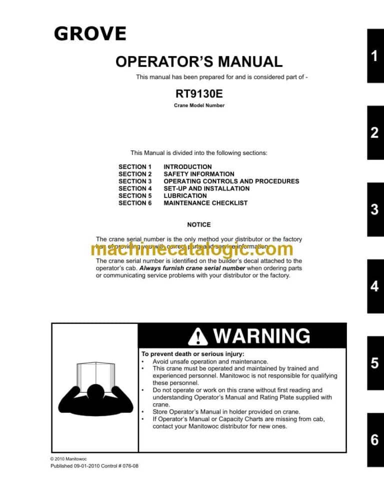 Grove RT9130E Crane Operators Manual