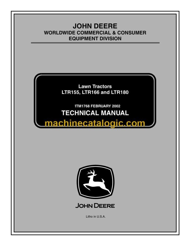 John Deere LTR155, LTR166 and LTR180 Lawn Tractors Technical Manual (OMTM1768)