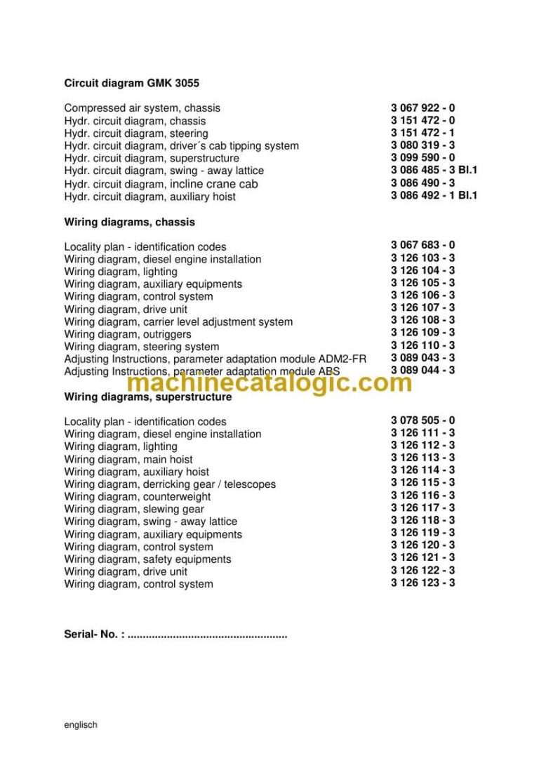 Grove GMK3055 Crane Circuit Diagrams