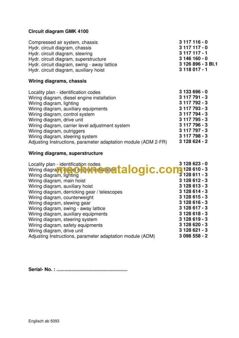 Grove GMK4100 Crane Circuit Diagrams