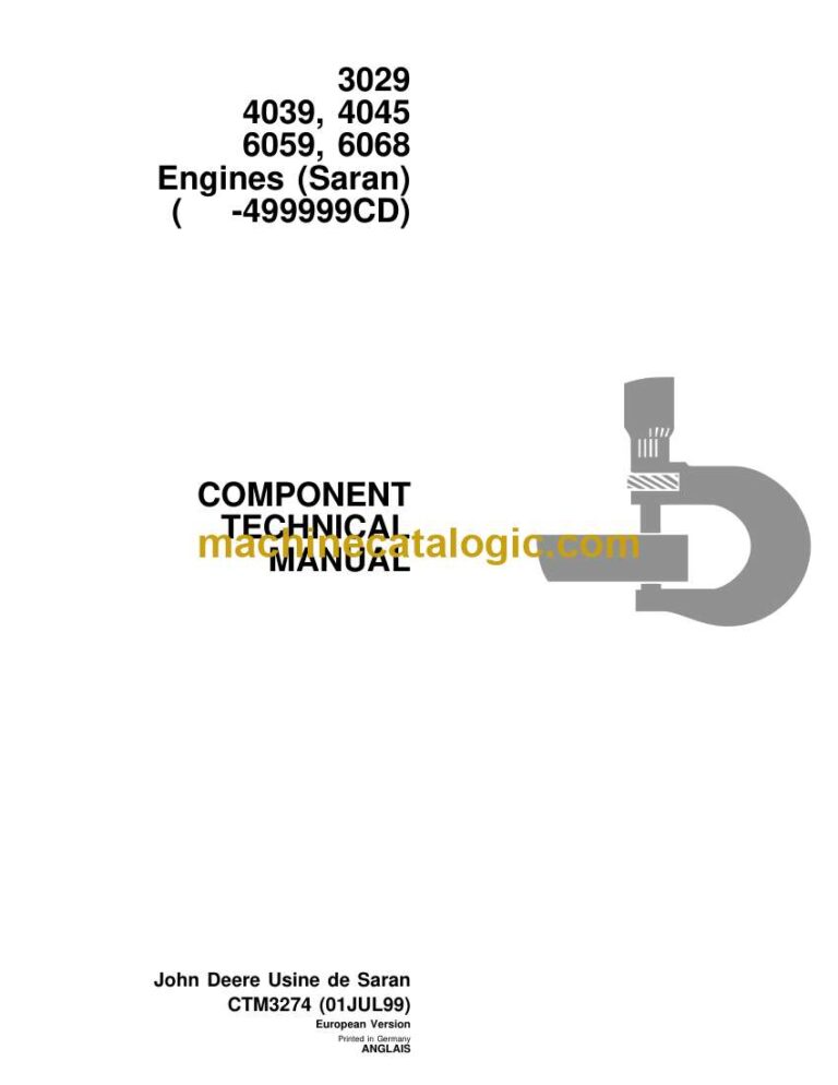 John Deere 3029 4039, 4045 6059, 6068 Engines Component Technical Manual (CTM3274)