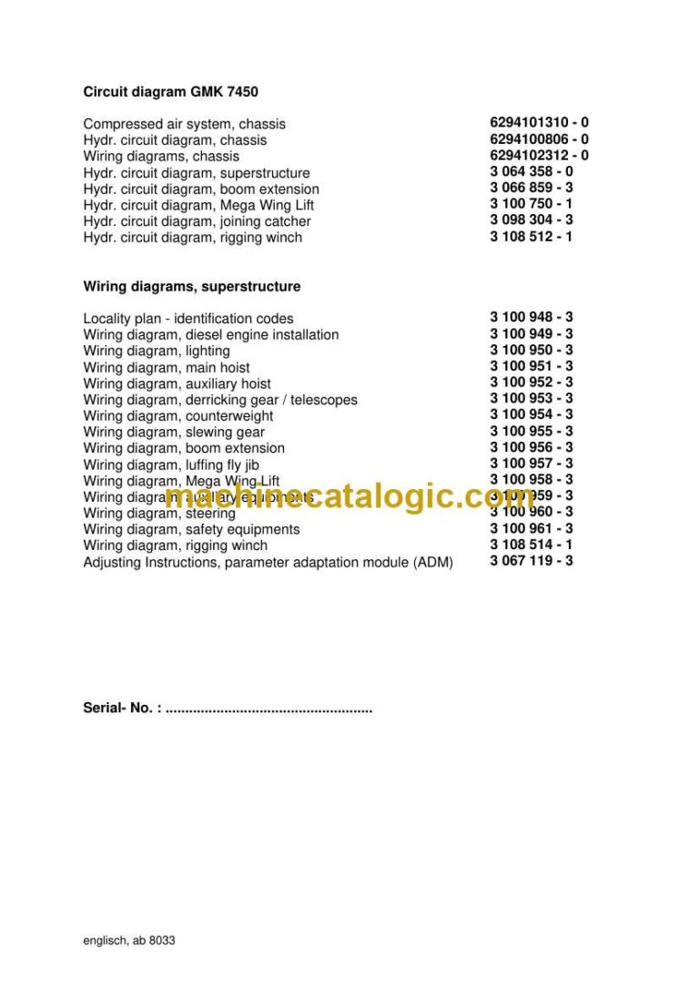 Grove GMK7450 Crane Circuit Diagrams