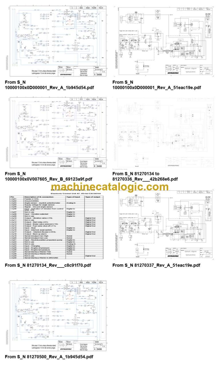 Dynapac CA134D Compaction Full Schematics Diagrams (Electrical and Hydraulic)