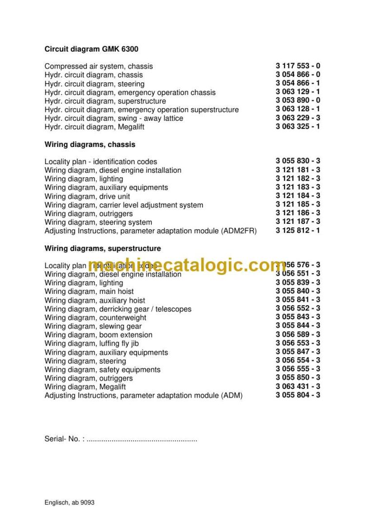 Grove GMK6300 Crane Circuit Diagrams