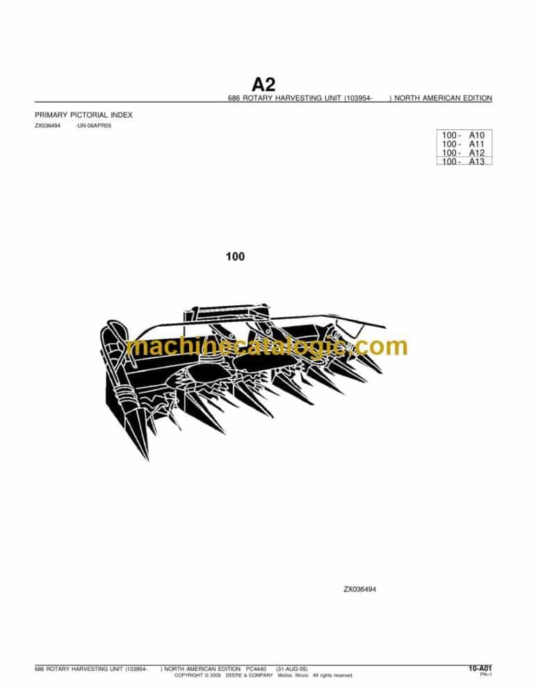 John Deere 686 Rotary Harvesting Parts Catalog (ZX036492)