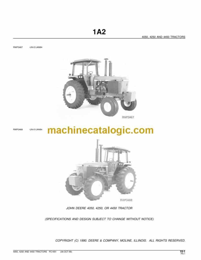 John Deere 4050, 4250 and 4450 Tractors Parts Catalog (PC1901)