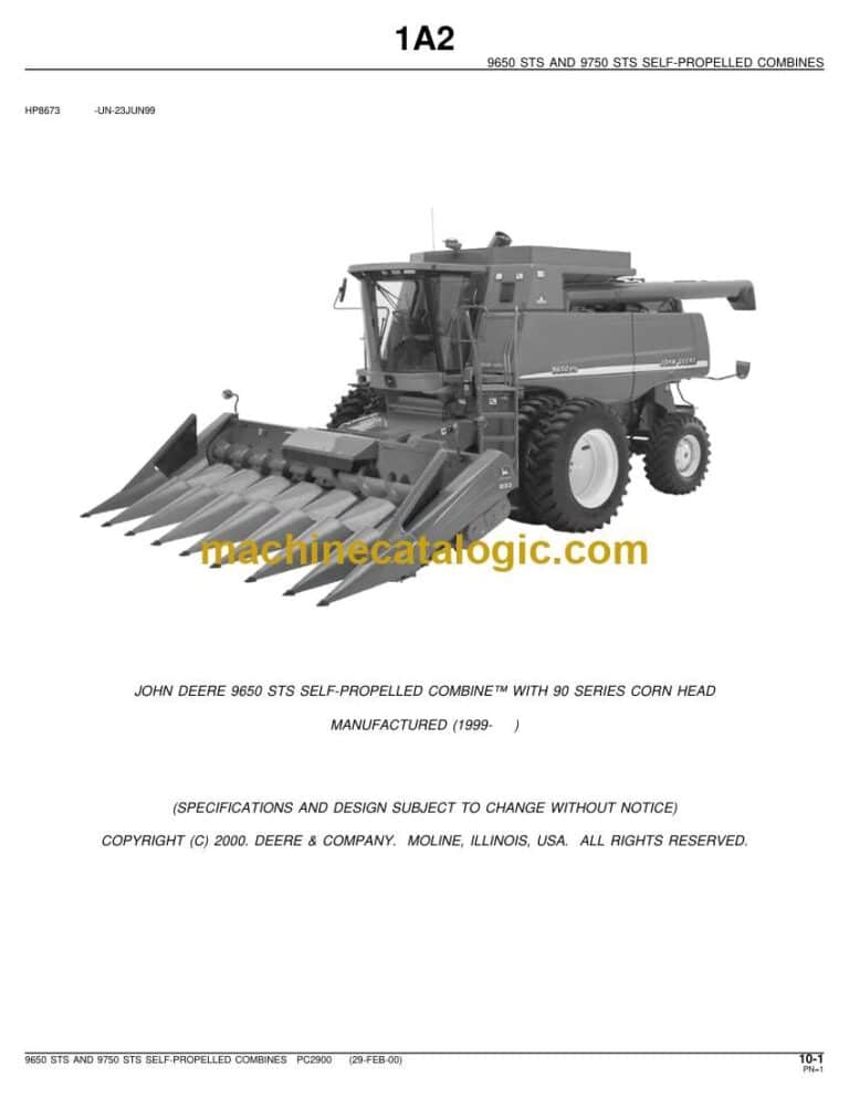 John Deere 9650 STS and 9750 STS Self Propelled Combines Parts Catalog (PC2900)