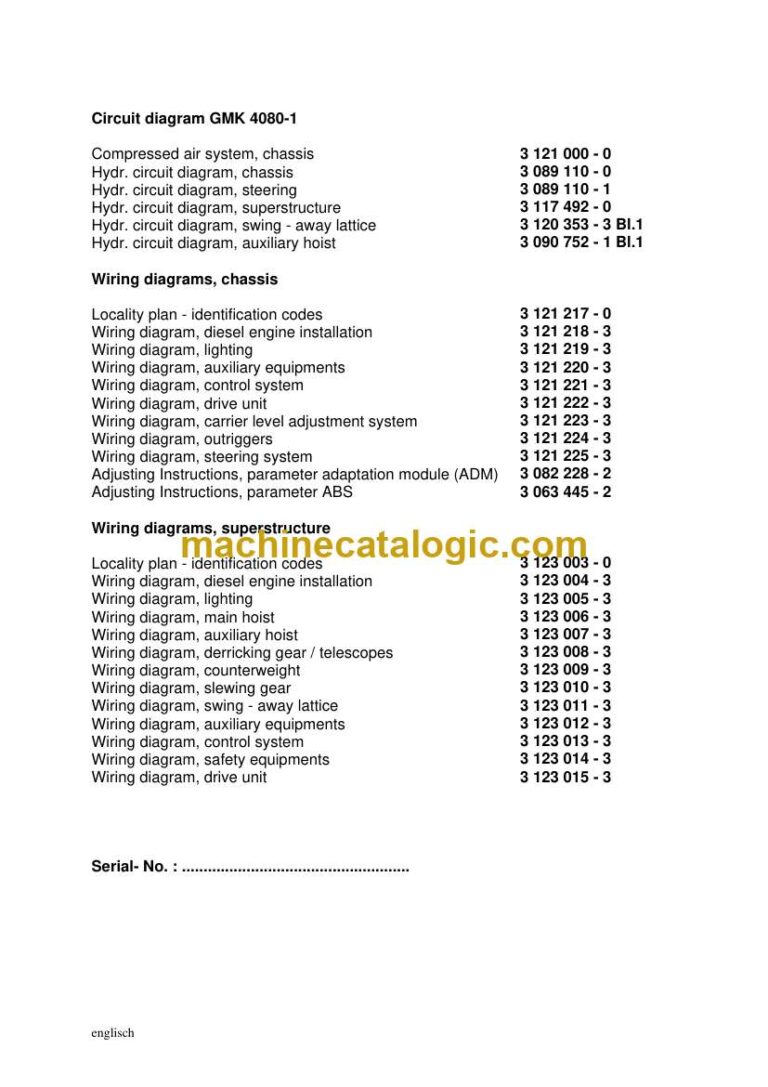 Grove GMK4080-1 Crane Circuit Diagrams
