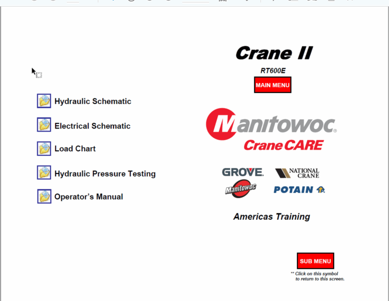Grove RT600E Crane Service (RU) and Operators Manual, Schematics, Load Chart