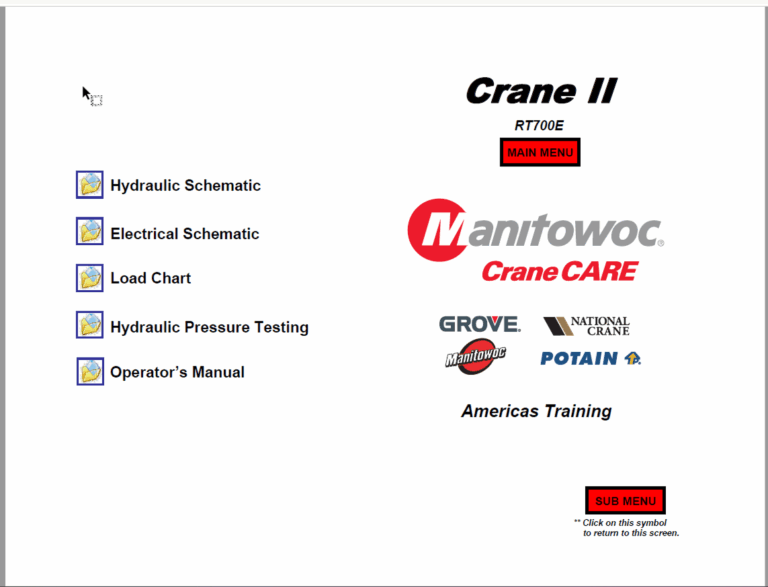 Grove RT600E Crane Service, Operators Manual, Load Chart, Schematics, Technical Training