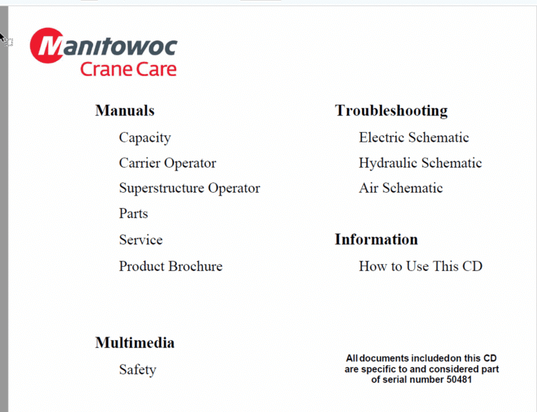 Grove RT890E Crane Full Manual (Service, Parts, Schematic Manual) (1100_50481)