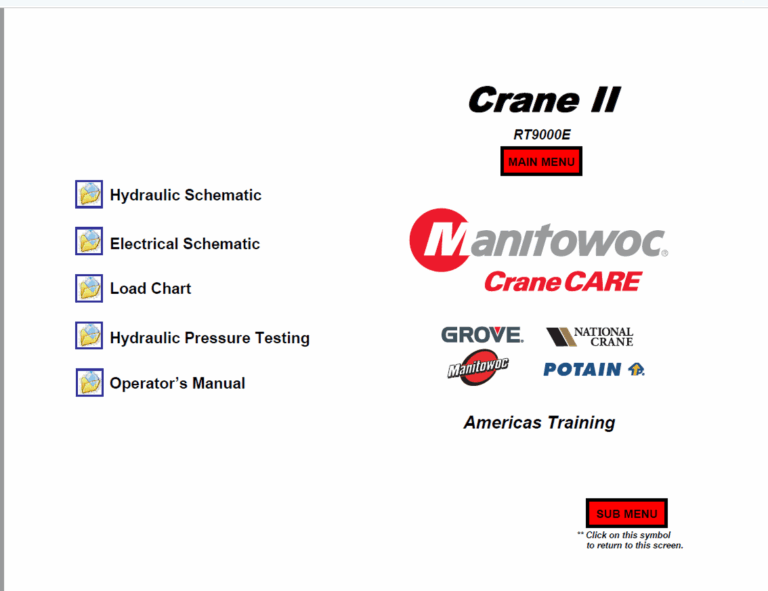 Grove RT900E Crane Operators Manual, Load Chart, Schematics, Technical Training