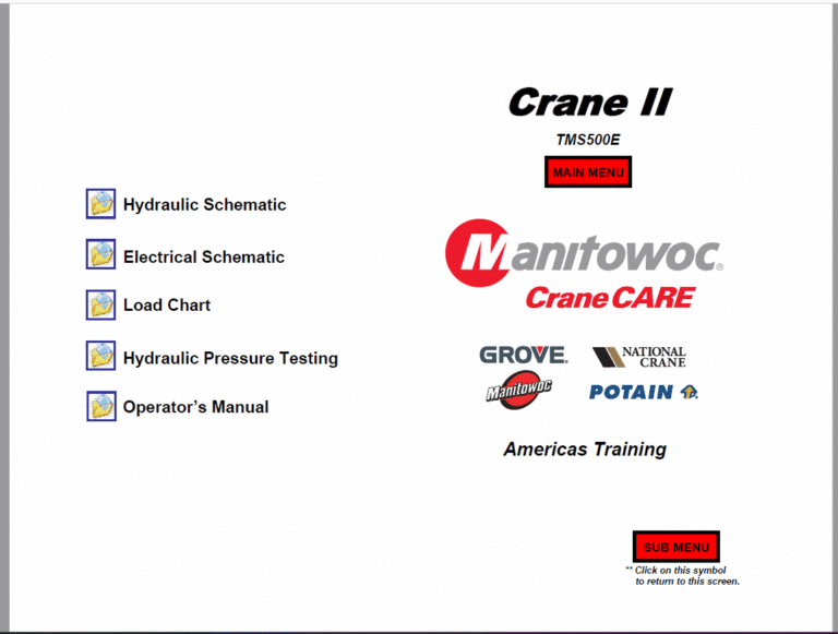 Grove TMS500E Crane Operators Manual, Load Chart, Schematics, Technical Training