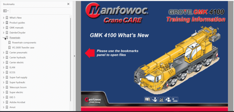Grove GMK4100 Crane Parts, Operator Manual, Technical Training