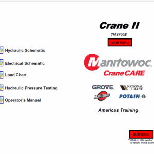 Grove TMS700E Crane Operators Manual, Load Chart, Schematics, Technical Training