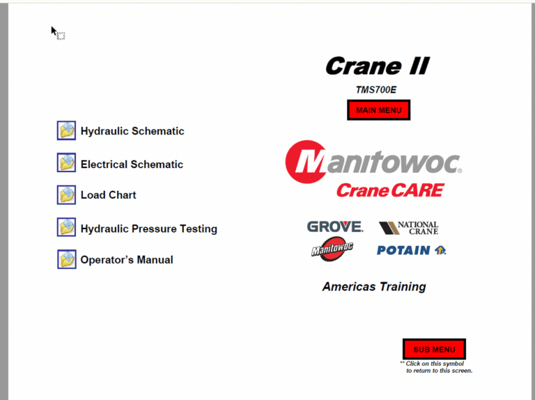 Grove TMS700E Crane Operators Manual, Load Chart, Schematics, Technical Training
