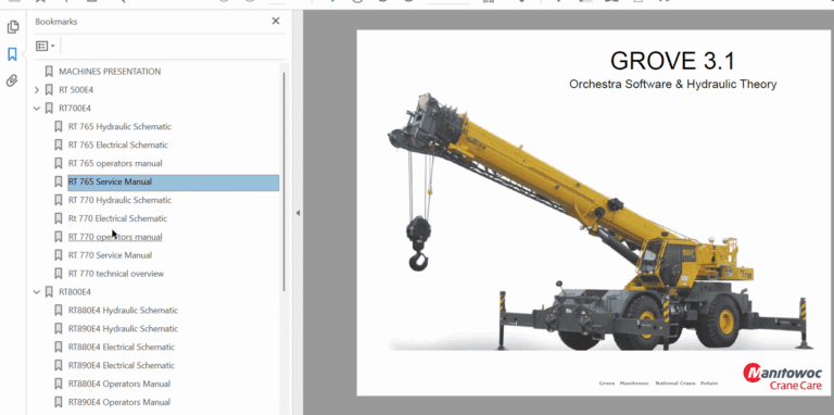 Grove 3.1 (RT500E4, RT700E4, RT800E4, RT9130E4, HED) Crane Service, Operators Manual, Technical Training