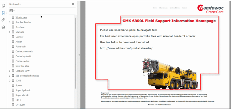 Grove GMK6300L-V0, GMK6300L-V2 Crane Maintenance, Operator Manual, Technical Training