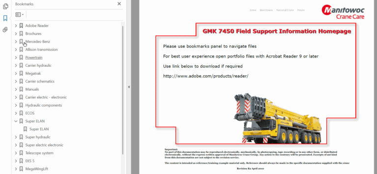Grove GMK7450-R2 Crane Full Manual (Maintenance, Operator, Parts Manual, Technical Training)