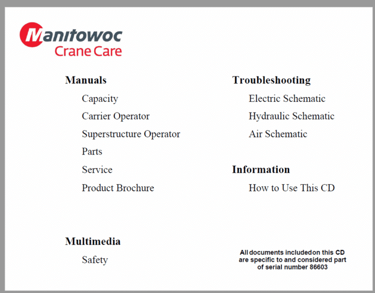 Grove AT9120E Crane Full Manual (Service, Parts Operators Manual)