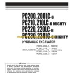 Komatsu PC200, PC200LC-6, PC210, PC210LC-6 Mighty, PC220, PC220LC-6, PC230, PC230LC-6 Mighty Hydraulic Excavator Operation and Maintenance Manual (SEAM002407)