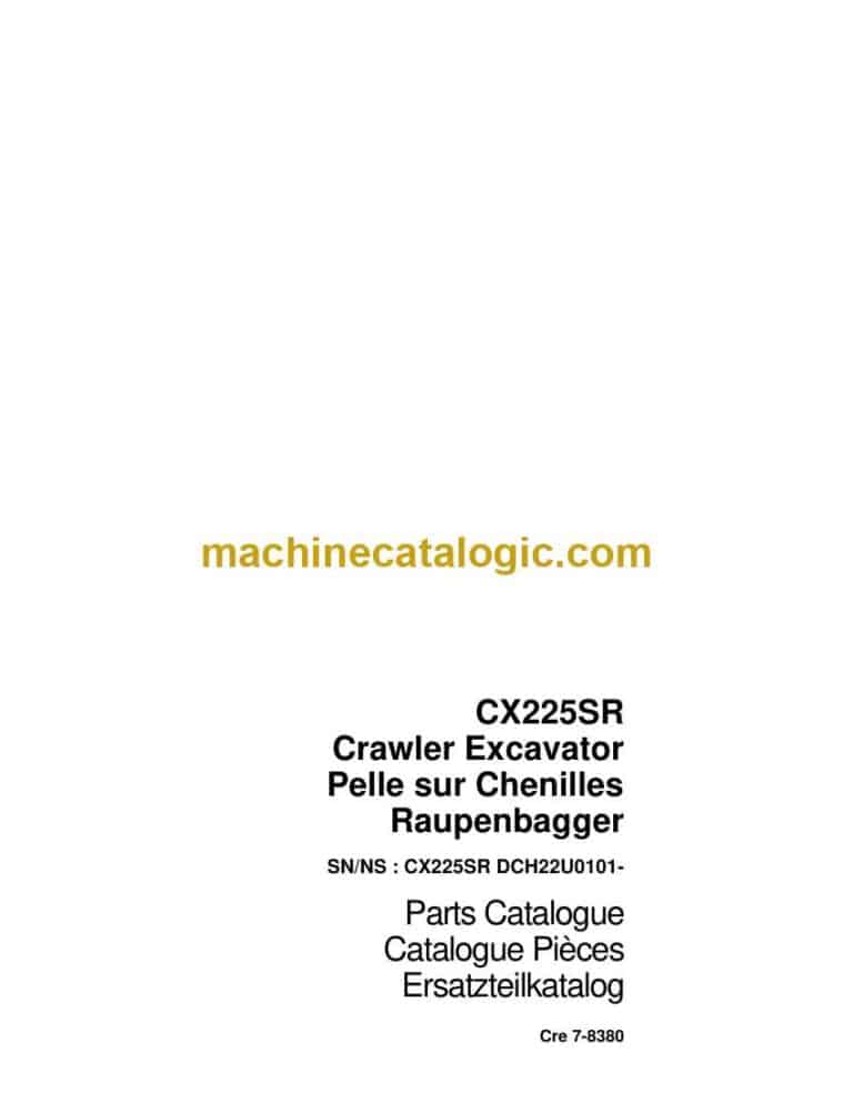 Case CX225SR Crawler Excavator Parts Catalog (Cre 7-8380)