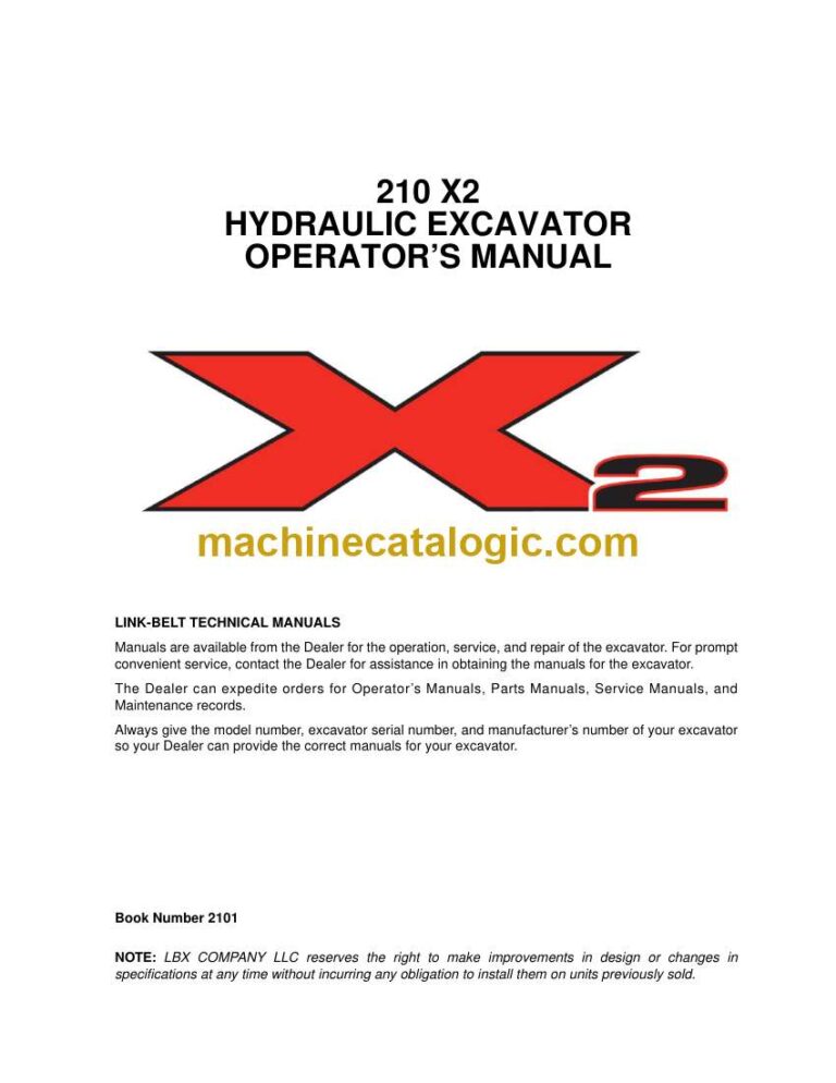 Link Belt 210X2 Excavator Operators Manual