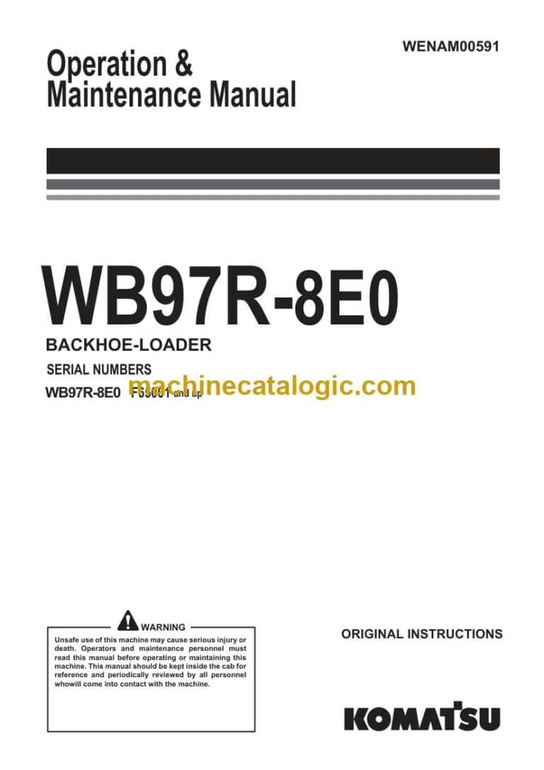 Komatsu WB97R-8E0 Backhoe Loader Operation and Maintenance Manual (WENAM00591)